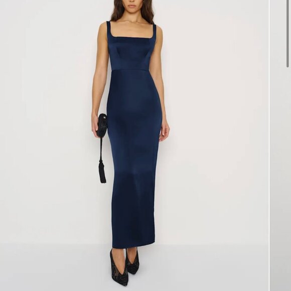 NWT Reformation Ambre Silk Maxi Dress in Navy Blue - Size 4 Wedding Guest